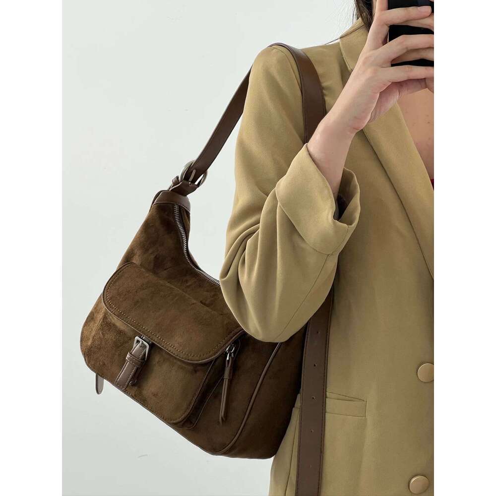 Suede Shoulder Crossbody Bag Elegant Soft Leather Ladies Handbag Trendy Fashion Accessory Suotong0912