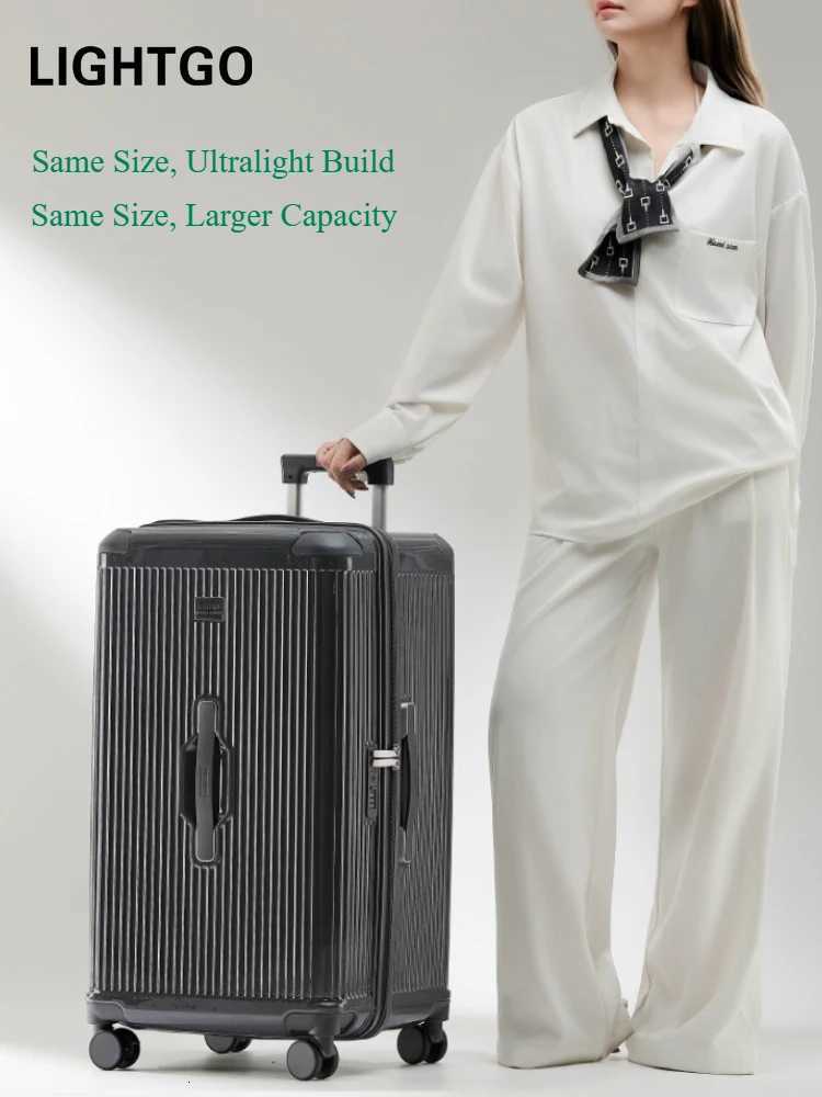 LIGHTGO PC Hardshell Suitcase 20 28 30 Inch with TSA Lock YKK AntiBurst Zipper 8 Silent Brake Spinner WheelsXJ250922-image-1076243036