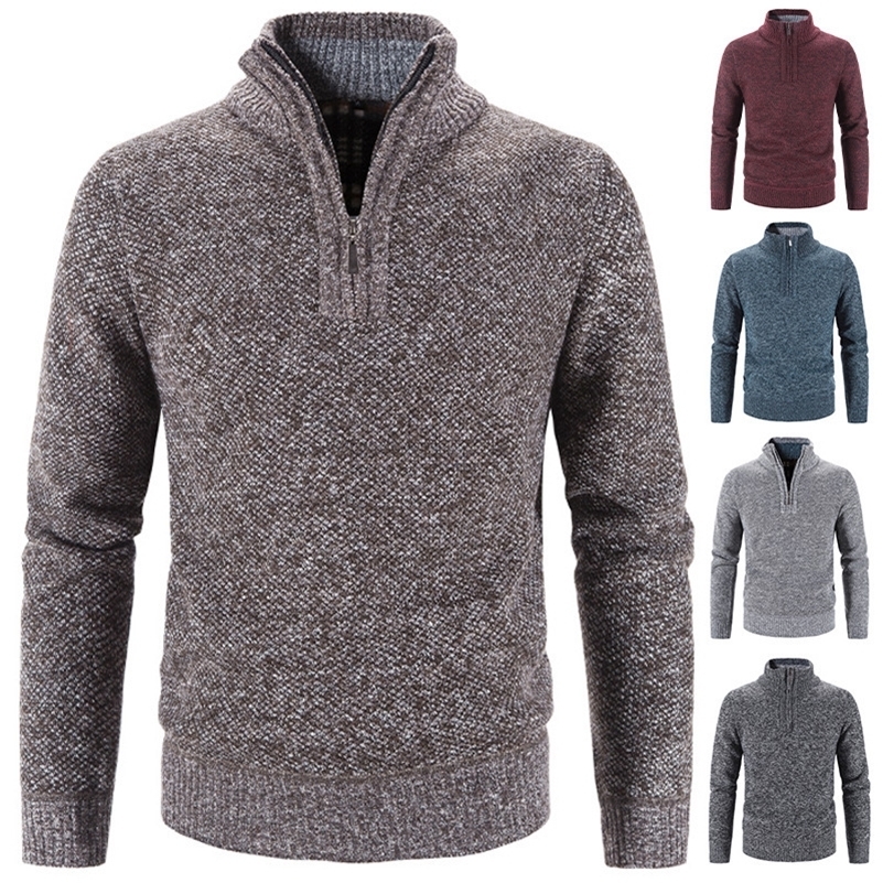 Modèles pour hommes et hiver en tricot en tricot collier de stand-up simple veste pull épaissie rembourrée 250920