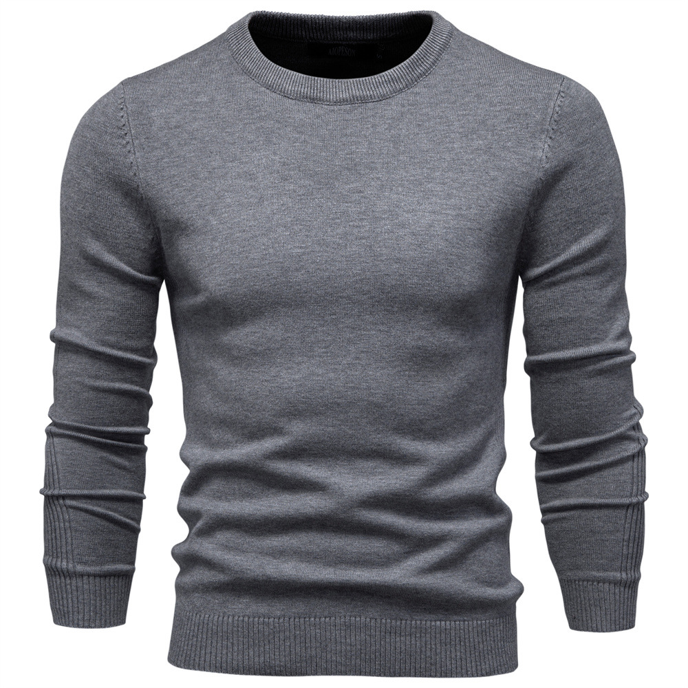 Designer Thickened Men's Sweater Round Neck Slim Fit Knitwear Men's Casual Pullover Top European Sizes: S - 2XL