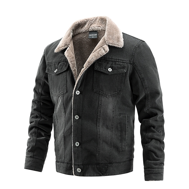 Mens Denim Jacket Autumn Winter Windproof Jacket with Plush Insulation Casual Mens Wear Fashion Trend Mens Blazer 250920