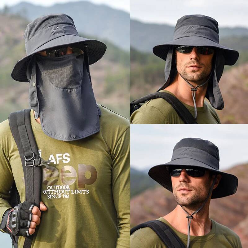Polyvalent d'escalade en plein air tourisme de pêche raim pêcheur d'été hommes multifonction chapeau de seau de protection solaire ddmythur