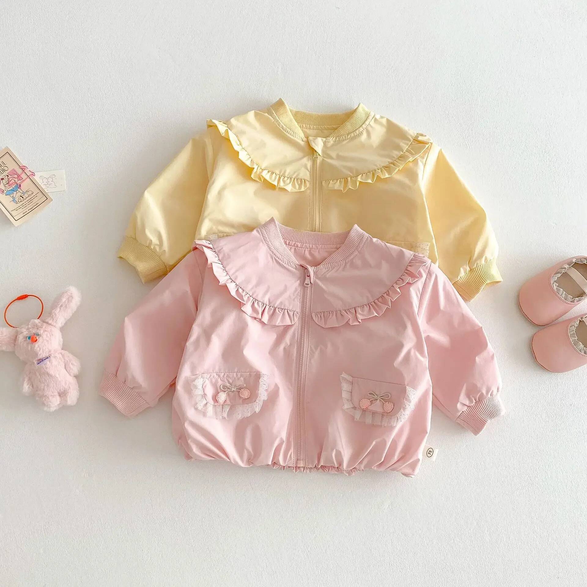 2025 New Korean-Style Toddler Coat for Girls, 0-5 Years - Chic Bow Top, Solid Color, Loose-Fit Baby Spring Jacket ddmyshoesvip
