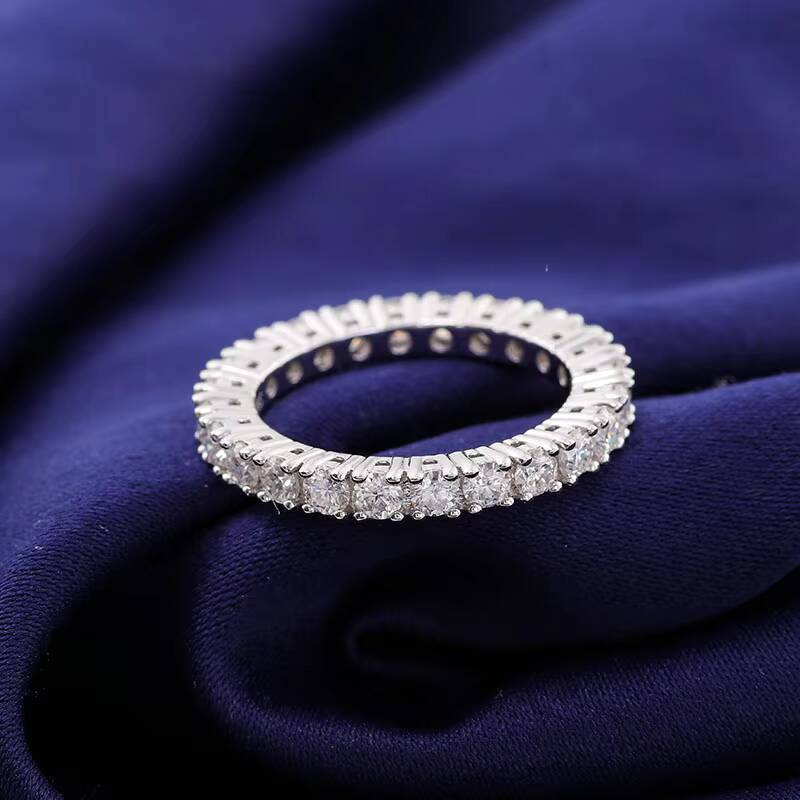 Anneau de fiançailles en diamant à balise en gros de gros, Binette de diamant en diamant 925 Anneau de promotion d'anneau d'éternité diamant en a