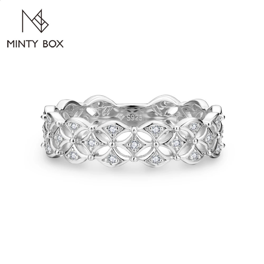 MINTYBOX Pure S925 Sliver D Color Diamond Ring for Women With Certificate Vintage Lace Engagement Rings Fine Jewelry 250920