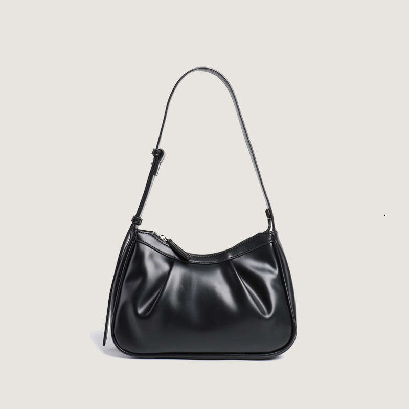 Black 2025 New Ins Korean Version Pleated Underarm Fresh Cloud Fashion Single Shoulder Bag for Women
