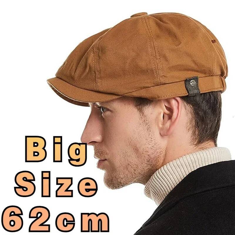 Big Size 62cm Newsboy Caps for Men Retro Cotton Painter Hat Outdoor Octagonal Casual Fashion Berets Golf Cap 58cm 60cm ddmythur