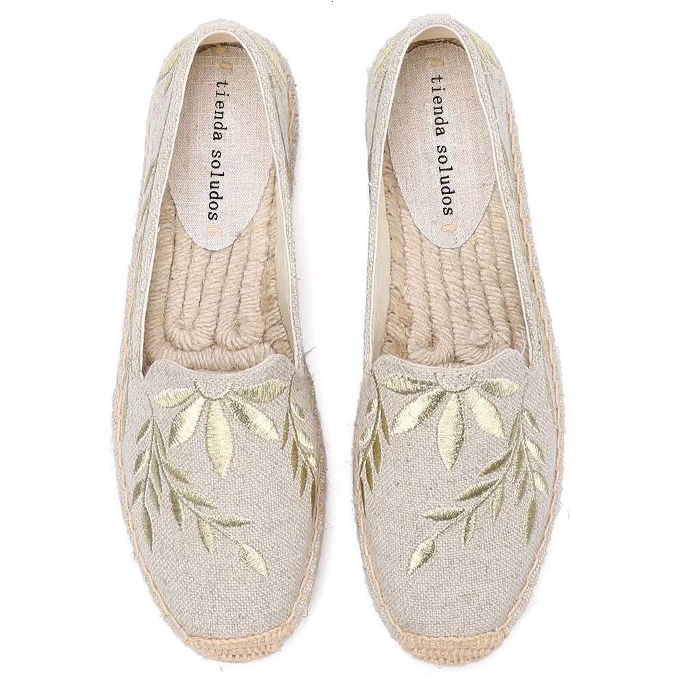 Toe Round Womens Espadrilles Chaussures plates 2022 Vente chaude Real Platform Sping-on Floral Zapatillas Mujer Sapatos Hempates Ddmythur