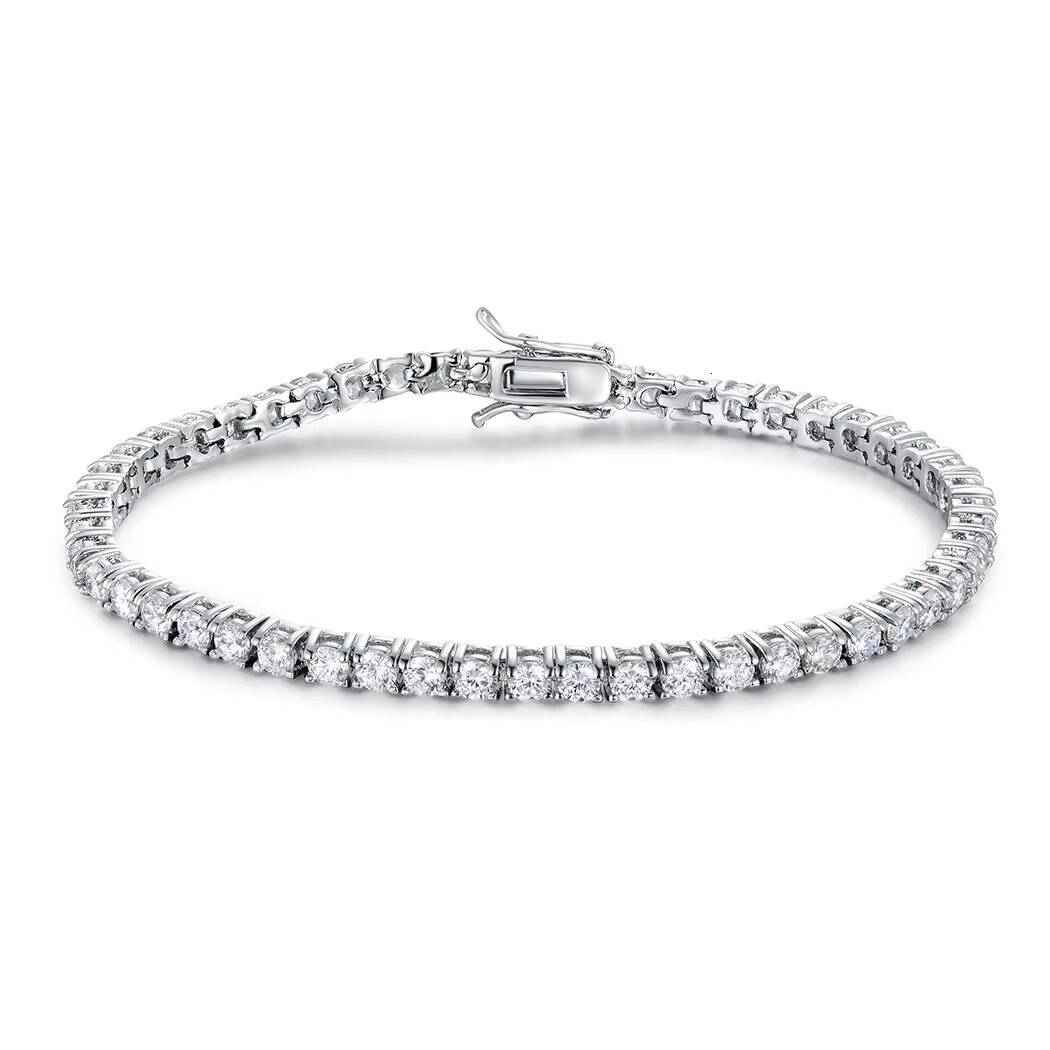 Wholesale Unisex Sterling 925 Silver Hip Hop Tennis Chain Bracelet HighEnd Iced Moissanite Diamond Custom Design Rapper Style