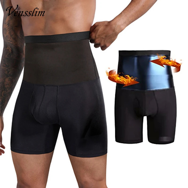 Compression Sauna Sweat Shorts Men Slimming Tummy Control Corset Weight Loss Fat Waist Trainer Body Shaper Pants 250920