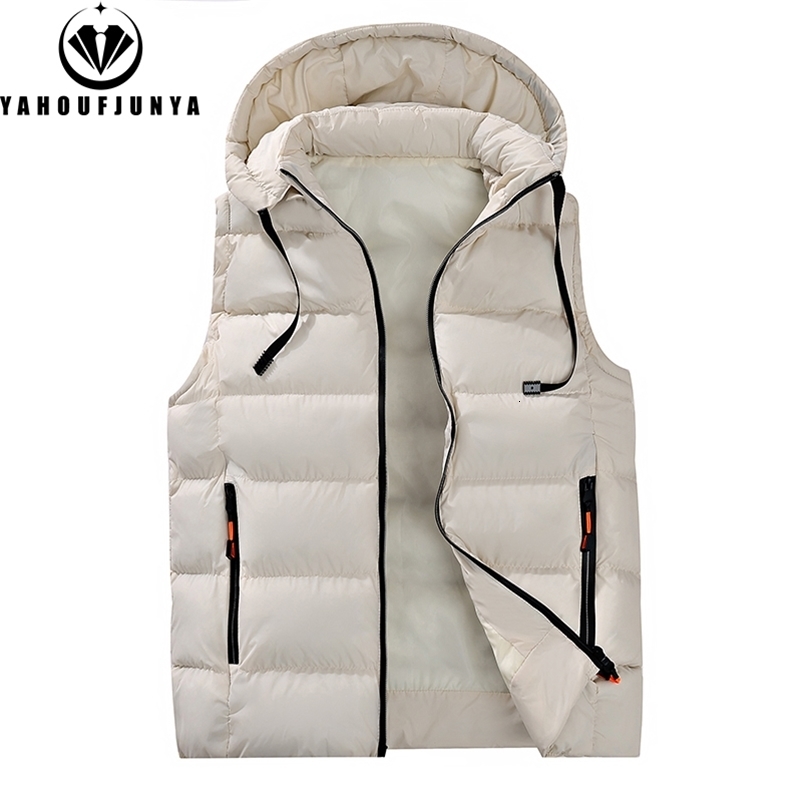 Autumn Winter Men Sleeveless Warm Detachable Hooded Vest Outdoor Windproof Casual Fashion Loose Zipper Male Coat y250920
