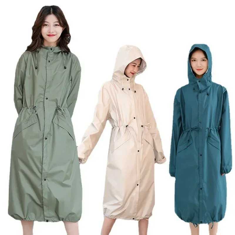 Womens Long Lightweight Trench Raincoat Poncho Waterproof Korean Style for Adults Z250922