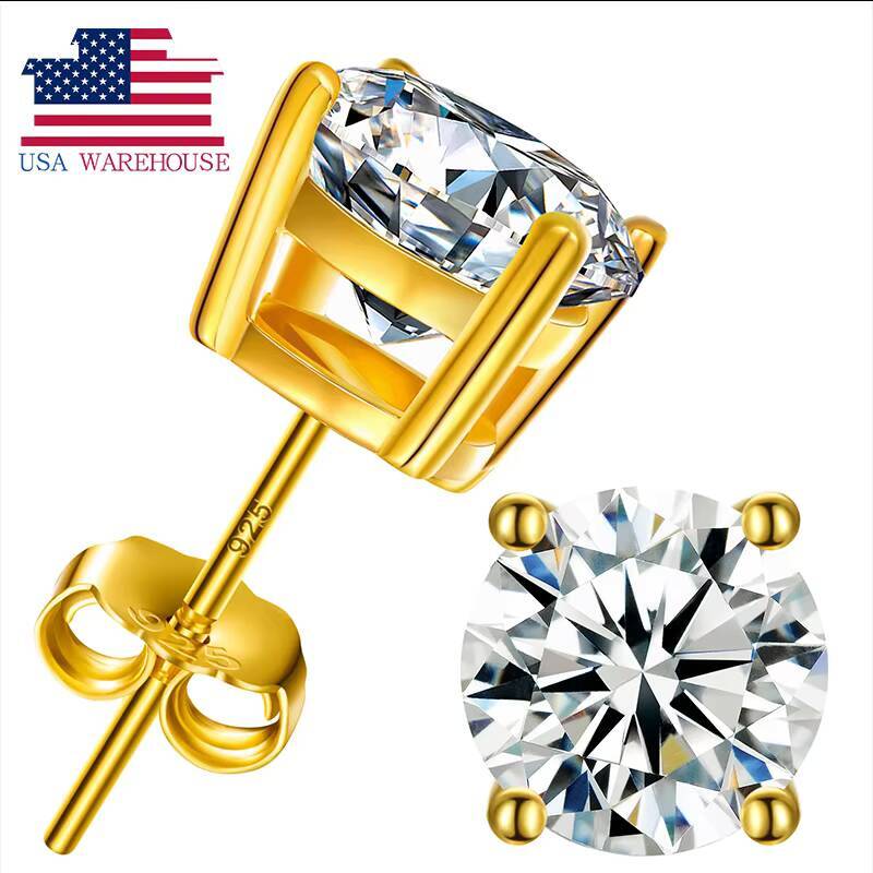 USA Stock 02ct8CT GOLINE 925 STERLING Silver Push Back VVS Moisanite Diamond Classic Solitaire Splrings pour hommes Femmes