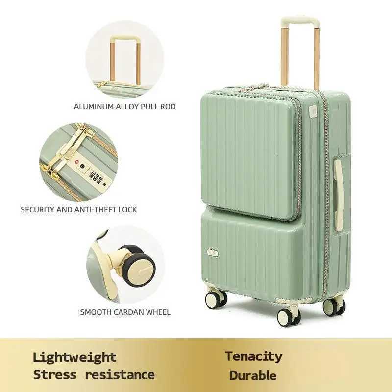 Front opening with USB interface suitcase 20 aircraft wheel boarding case multifunctional travel caseXJ250922-image-1076246601