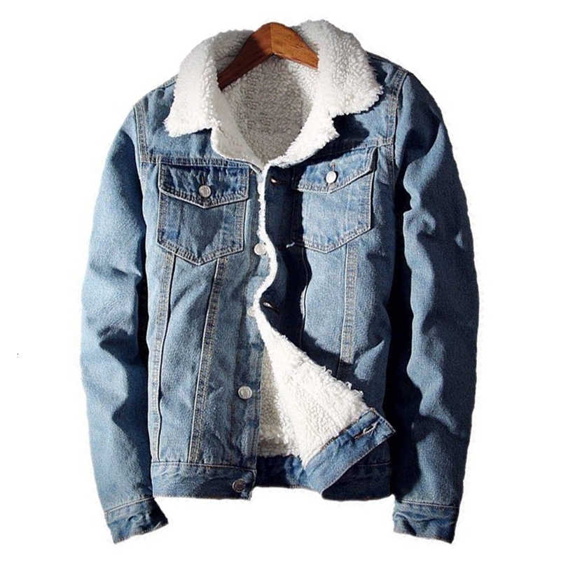 Mens Winter Warm Berber Fleece Denim Jacket Slim Fit Thicken Coat Outerwear Black Blue 250920