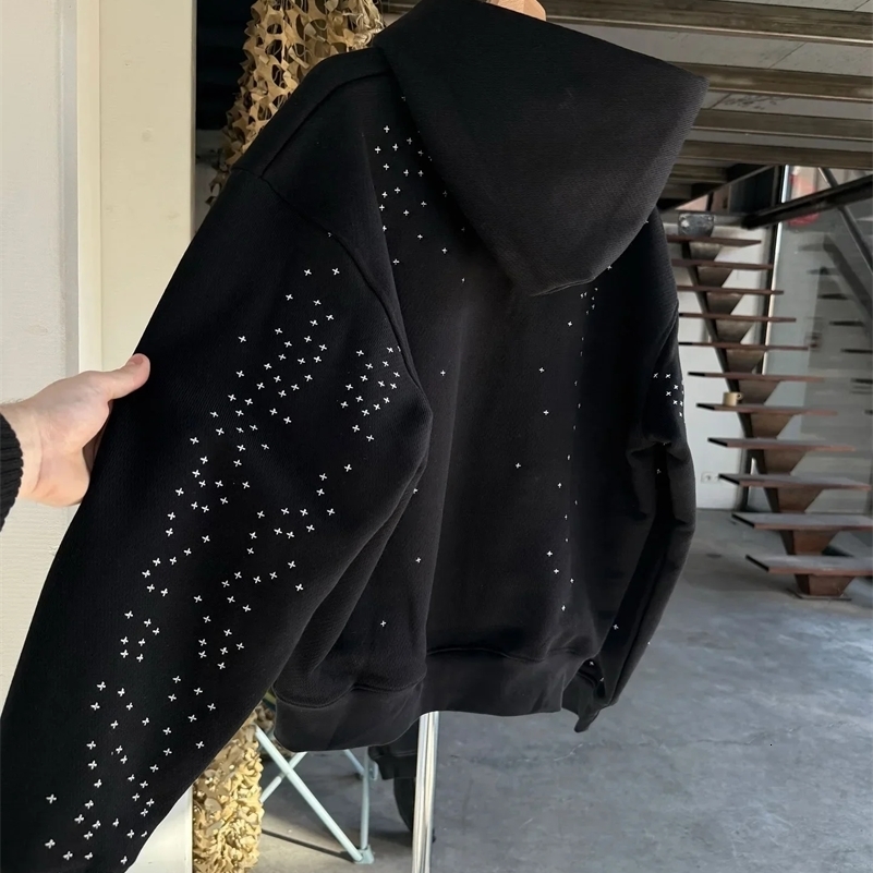 Sécale de ramine lâche coréenne Sweat à capuche à fermeture éclair rétro y2k harajuku décontracté couleurs de sport couple Street Street Cardigan