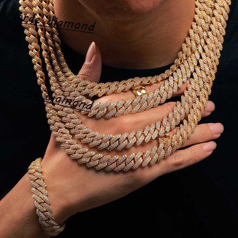 Necklace Accessories Custom Fine Jewelry Necklaces Iced Out VVS Moissanite 2 Rows 925 Silver Diamond Moissanite Cuban Link Chain