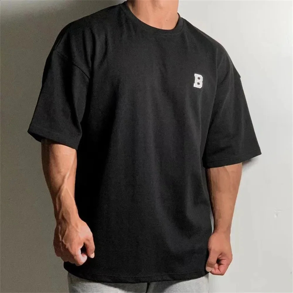 100 Cotton Summer Mens T Shirt Solid T Shirt Mens Oversized Five Half Short Sleeve Casual Cotton Mens Streetwear Top Tees 250920