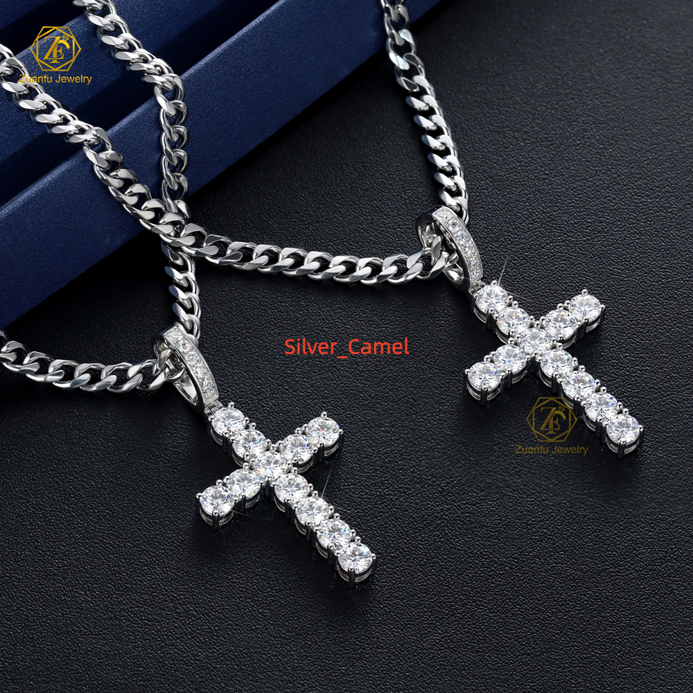 Luxury Custom 3mm65mm Lab Created Diamond Cross Pendants in 925S 9K 10K 14K Pure Gold for Women and Men