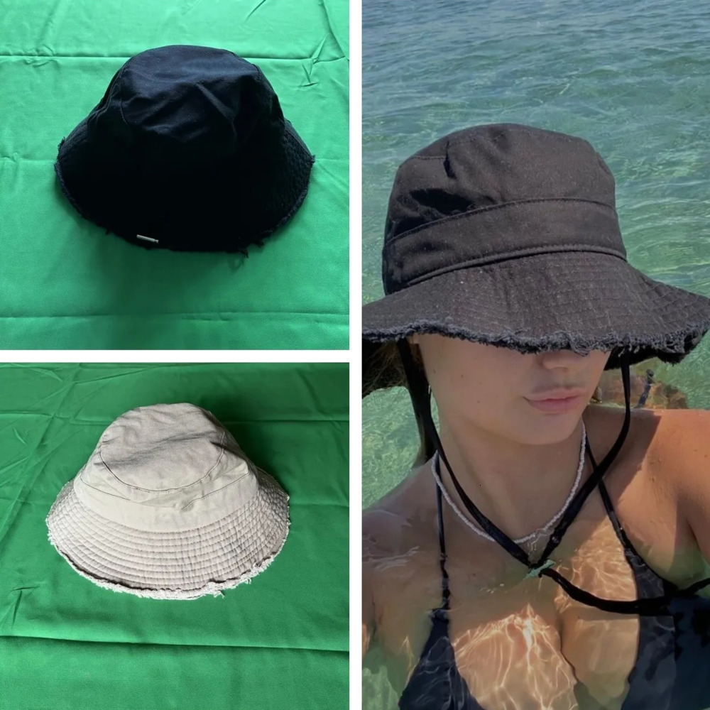Wide Brim Hats Bucket Hats Designer Womens Le Bob Artichaut Bucket Hat Beanie Casquette Bob Wide Brim Beach Hats Black Beige Sun Prevent Bonnet Bean