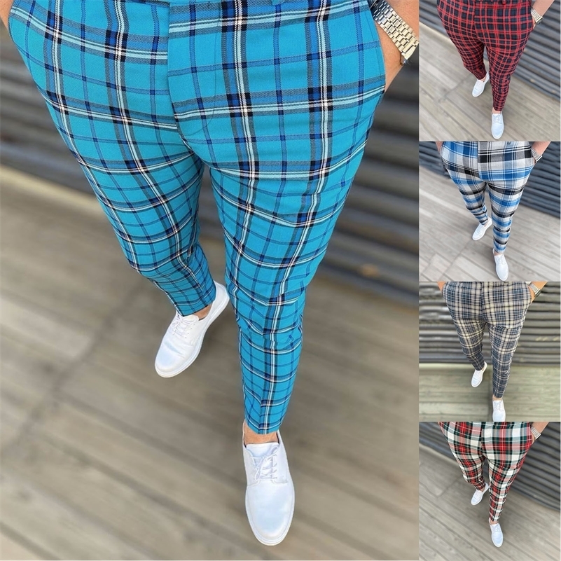 Men de pantalons décontractés Fashion Classique Pantalons à plaid Man Slim Fit Business Pantalon Pantalon à carreaux Pantalon Streetwear 250920