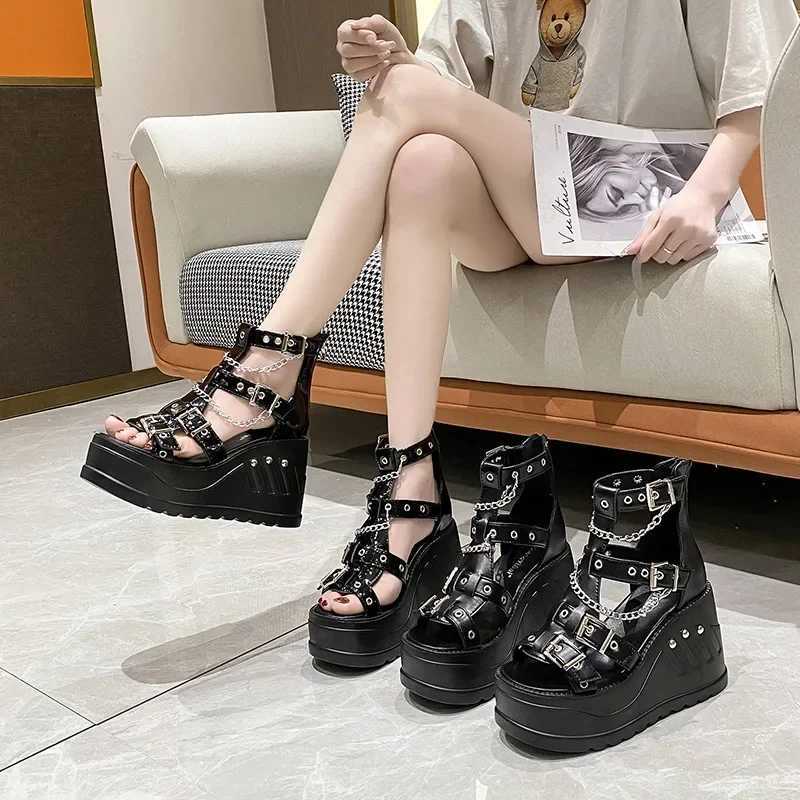 Botines góticos para mujeres Sandalias romanas Plataforma de alta calidad Tacones Altos Botas Mujeres Peeptoe Casual Sandalias Sandalias W250922