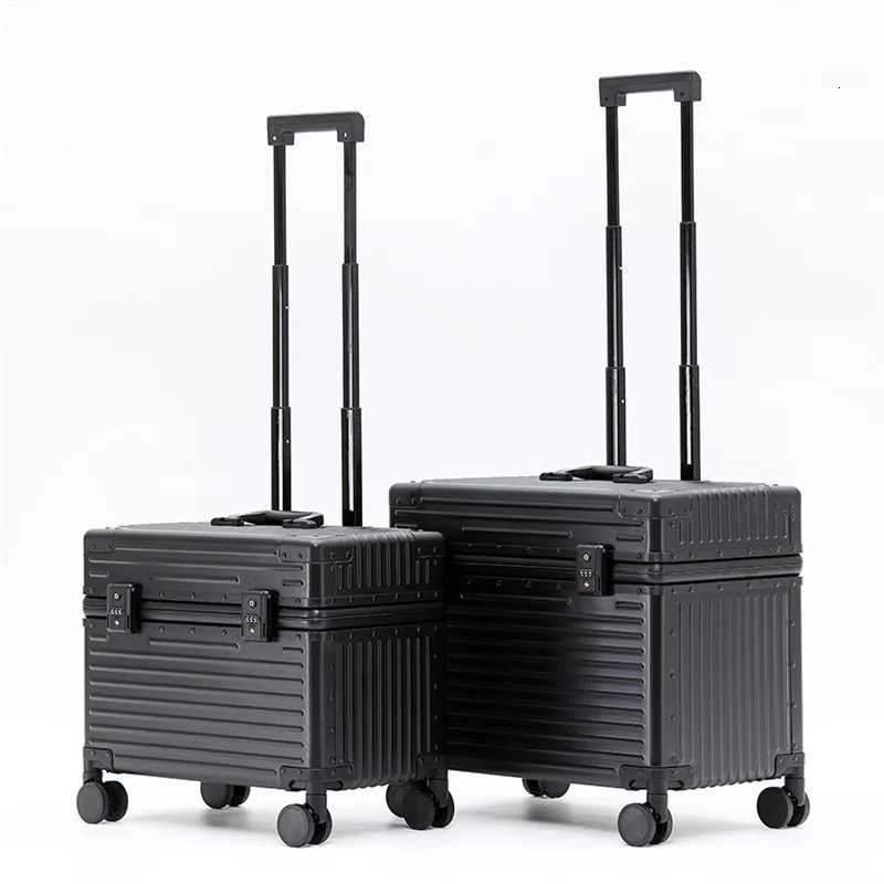 Aluminum Alloy Frame Suitcase TopOpening ABS Portable Trolley Case Universal Wheels Customs Code Lock Boarding CaseXJ250922-image-1076243042