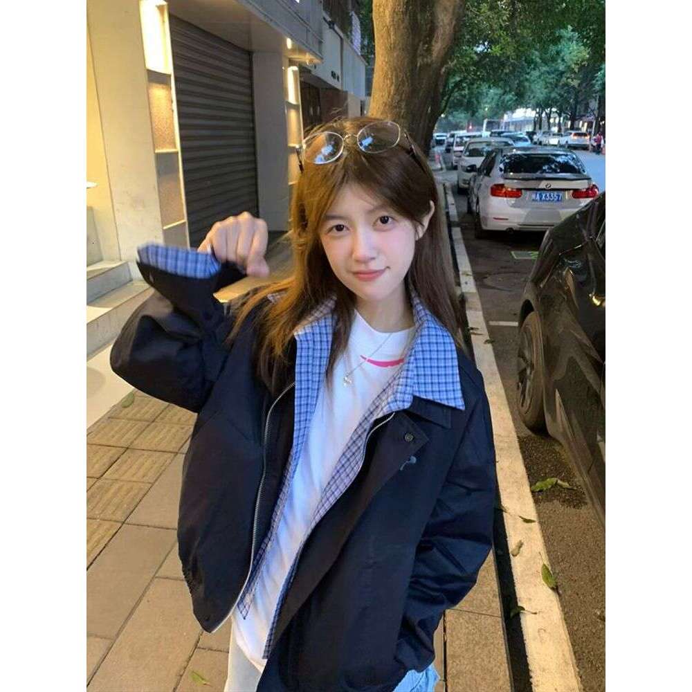 Color Patchwork Two-Piece For Women Spring Autumn 2025 New American Style Loose Couple Turn-Down Collar