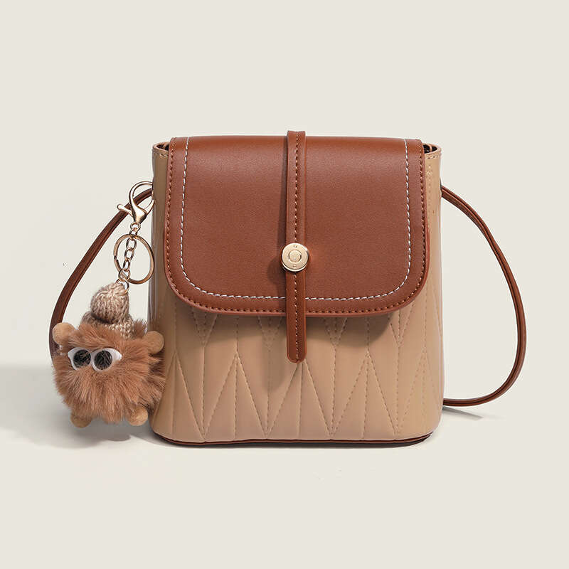 Niche d'été haut de gamme, seau mignon pour femmes, Simple, bloc de couleurs, couvercle rabattable, petit sac à bandoulière polyvalent pour télép