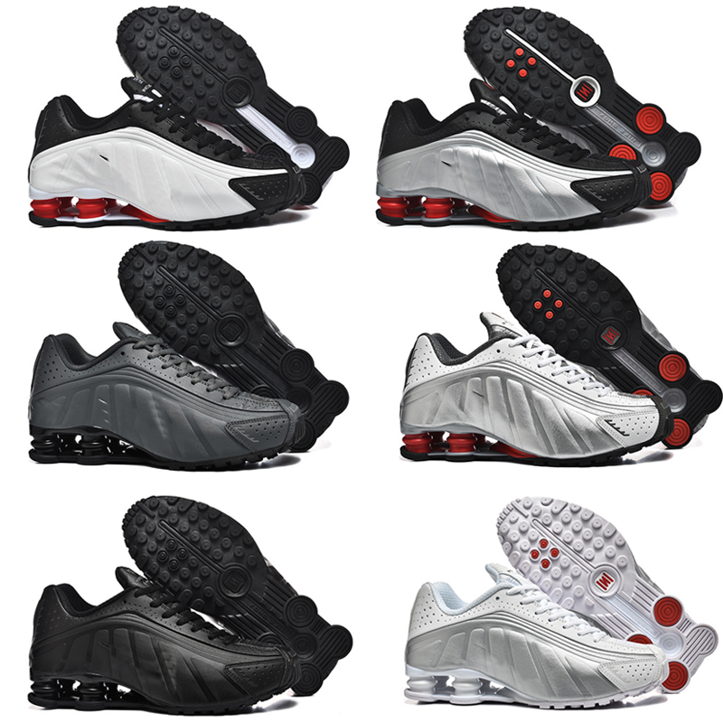 Hommes shoxes r4 chaussures de course thunder gris noir universitaire rouge gibier royal sho 4 baskets vitesse rouge moyen olive vert or blanc ar