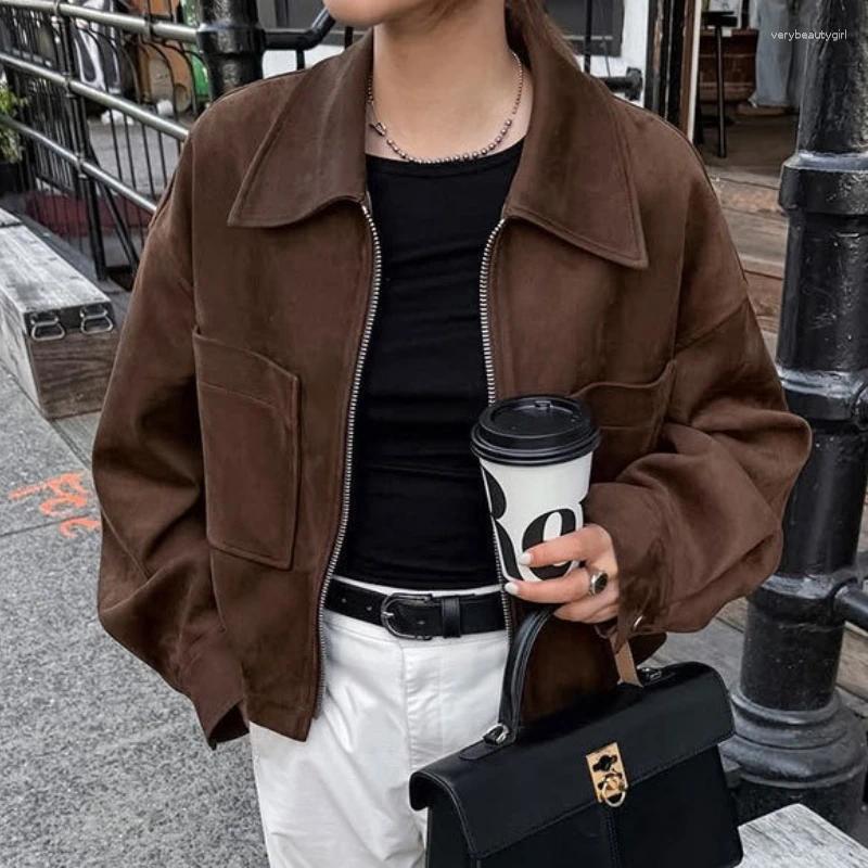 Women's Jackets Tornova Fashion Short Jacket Coat Casual Solid Suede Full Sleeve Zipper 2025 Lady Autumn Chic High Street Outwear
