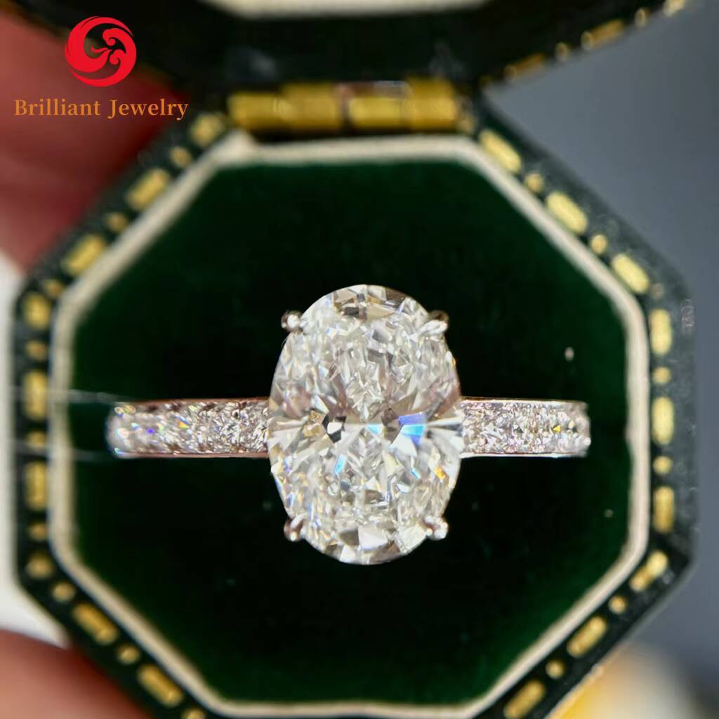 Prix ​​de gros personnalisable Anneaux de luxe 14K 18k Gold CVD HPHT Laborat diamant cultivé en diamant Engagement et bague de mariage pour femme