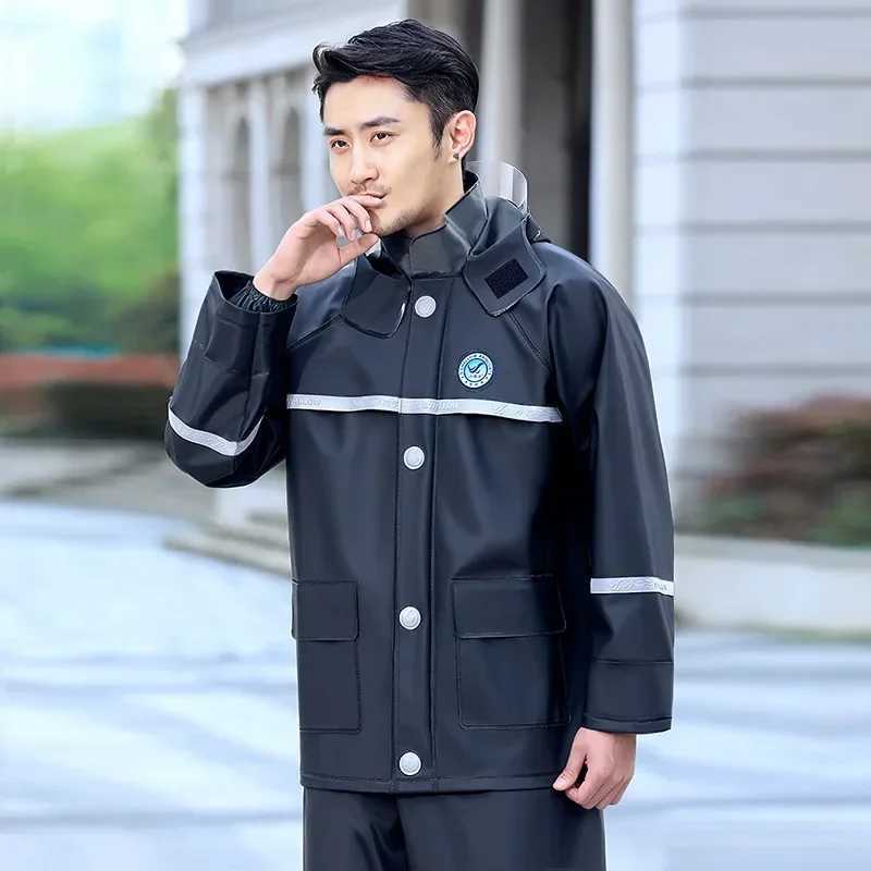 Thick Rubber Raincoats Suit Motorcycle Rain Coat Pants Riding Poncho Waterproof Rain Cycling Hiking Protective Rain Gear Z250922