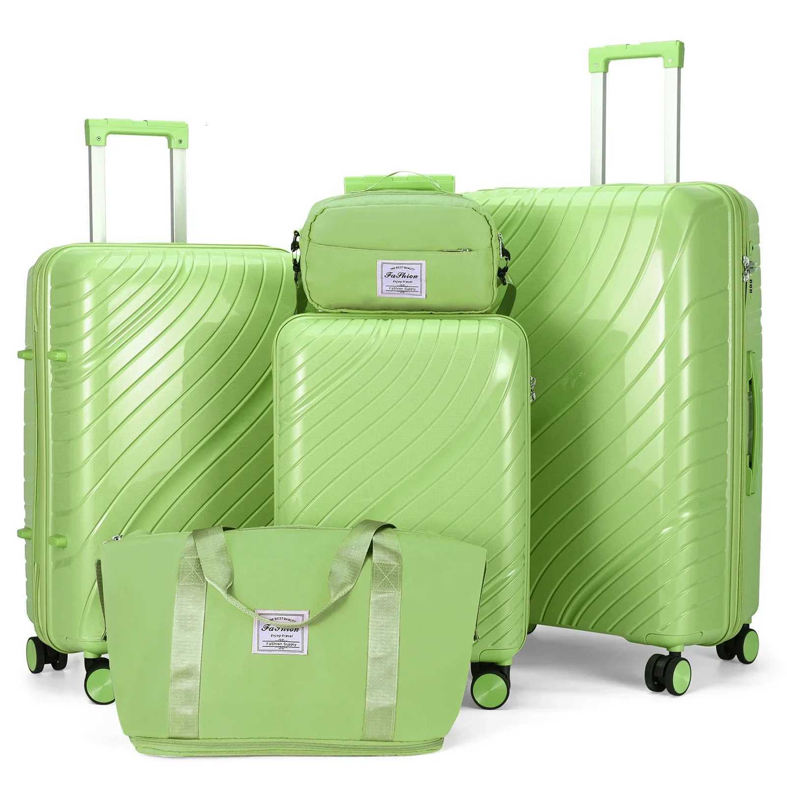Luggage Sets 5 Piece PP Hardshell Suitcase Sets with Bags Carry on Checked Luggage with Spinner Wheels TSA Lock LigXJ250922-image-1076246377
