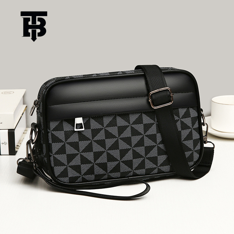 TB BHULAMTE Men's Crossbody - Versatile Plaid Shoulder Bag for Business and Casual Outdoor Use Z260207