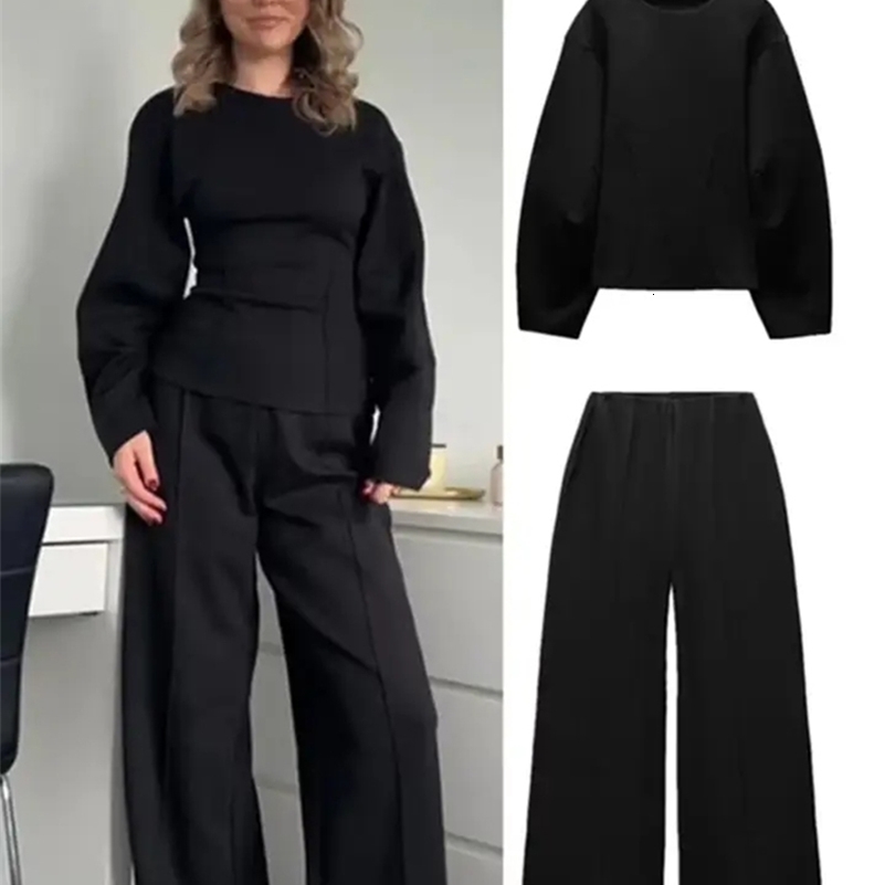 Les femmes de deux pièces ensembles ensembles de pantalons de pantalon récoltent des ensembles de manches longues élégantes costumes de pantalon