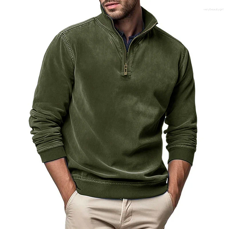 Men's Hoodies 2025 Man T-shirt Quality Thicken Warm Sweatshirt Zipper Neck Pullover Winter Men Clothing Windbreaker Jackets