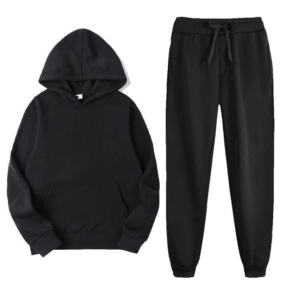 Ensemble pantalon à capuche pour hommes, doublure polaire d'hiver, chaud, mode, couleurs assorties, costume de sport décontracté