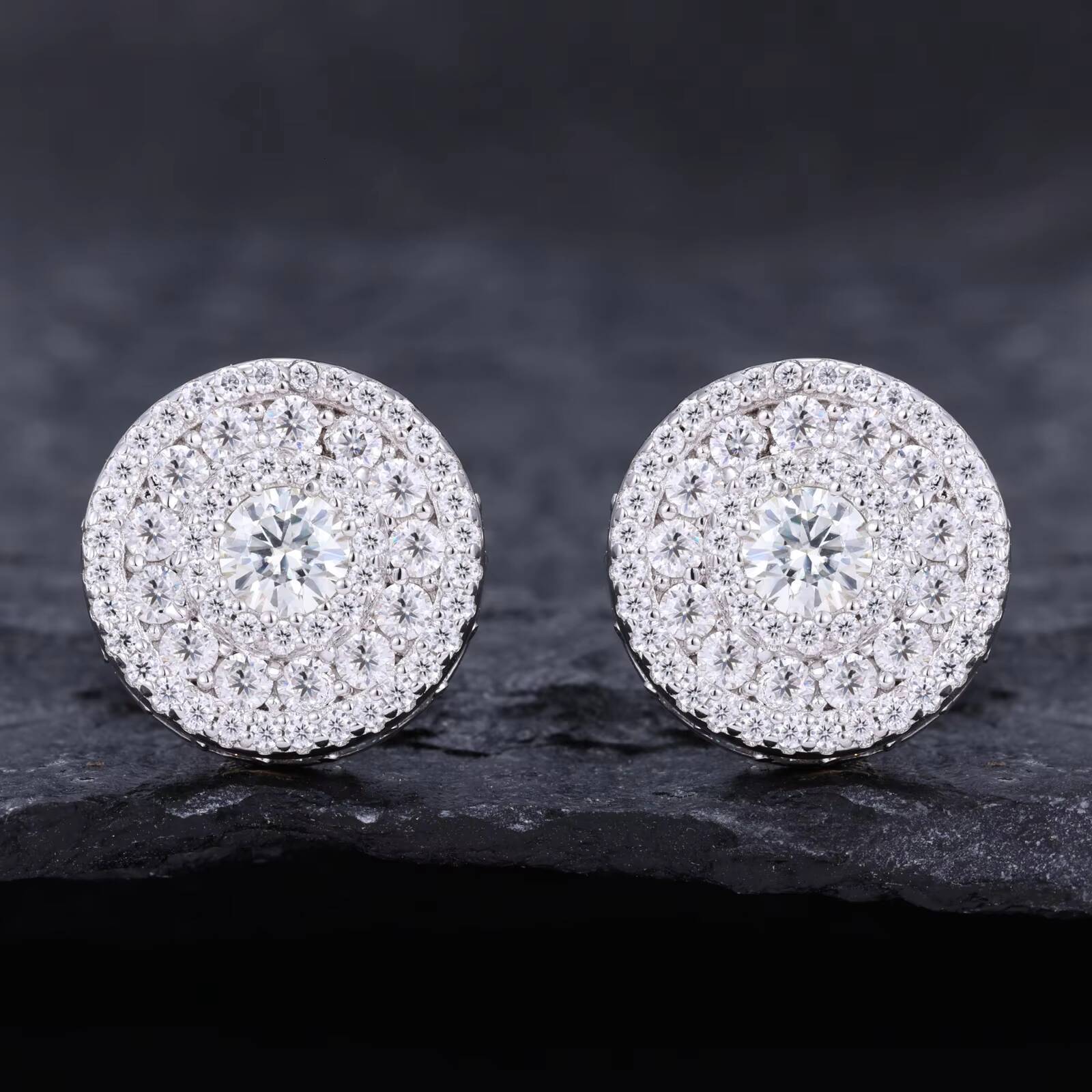 Boucles d'oreilles en diamant Moisanite en gros Moisanite Unisexe Silver Gol