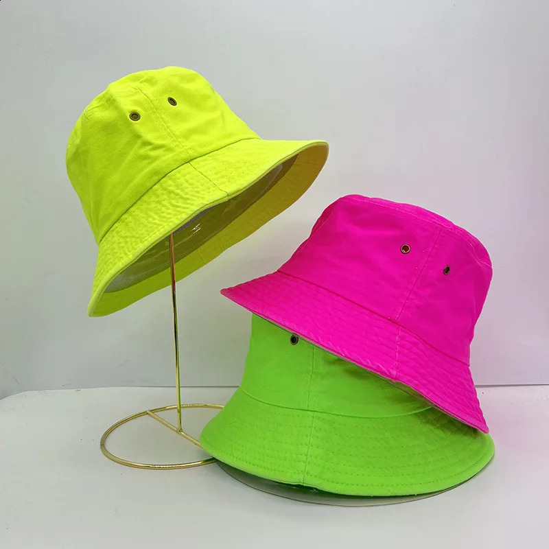Fluorescent Green Bucket Hat Four Seasons Candy Color Personalized Street Dance Fashion Style Womens and Mens Fisherman Hat 250919