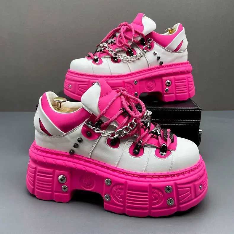 Niche Original Pink Mens Autumn and Winter New Small Punk Style Fashion Personality Heightening Platform Casual Shoes W250922