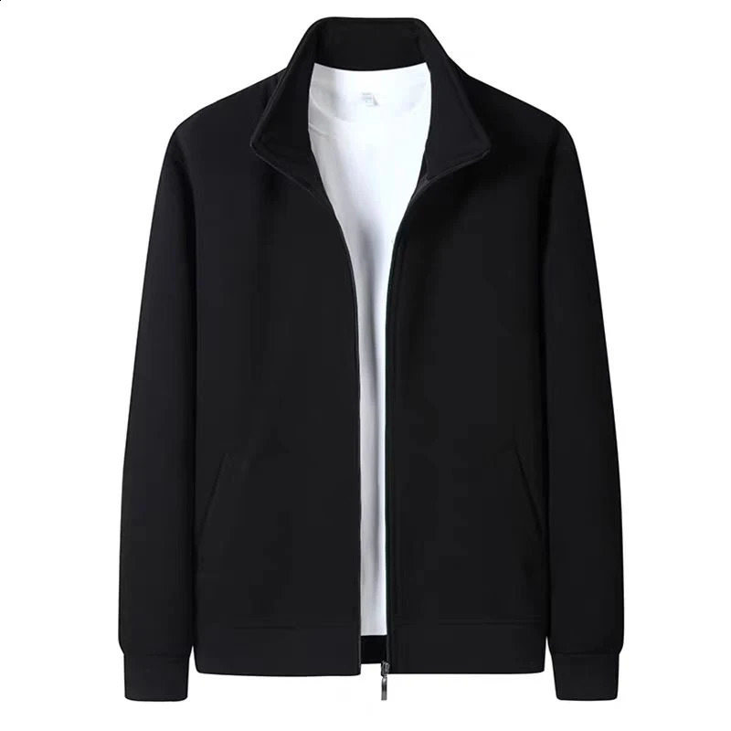 Mens Stand Up Collar Jacket for Autumn Winter Casual Windproof Sports Zipper Air Layer Fabric Singlelayer Non Velvet 250905