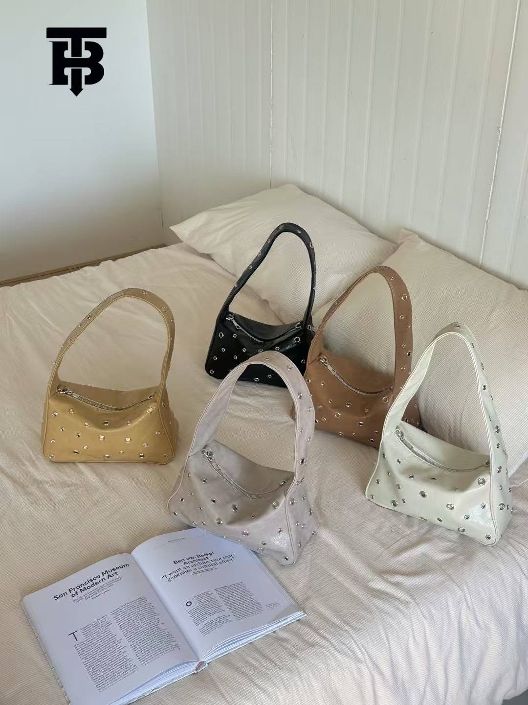 TB BHULAMTE Free Shipping New Designer Bag Handbag 2025 High Quality Trendy Leisure Korean Edition Fashion Rivet Personalized Single Shoulder Undera