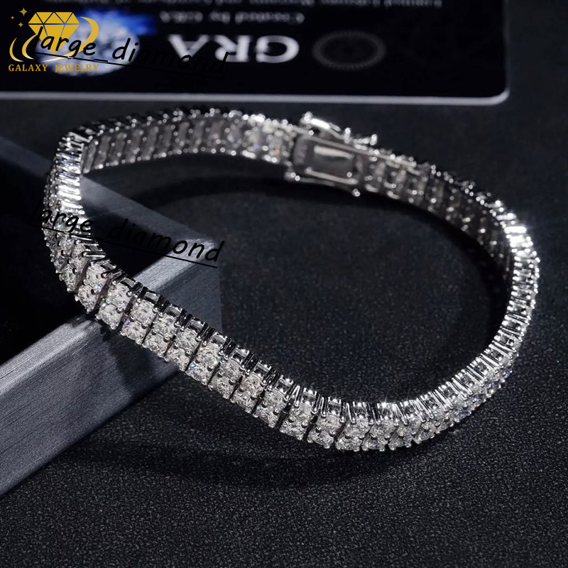 3MM Fine Jewelry S925 Two Low Sliver Moissanite Diamond Chain White Color Tennis Bracelet for Men and Women