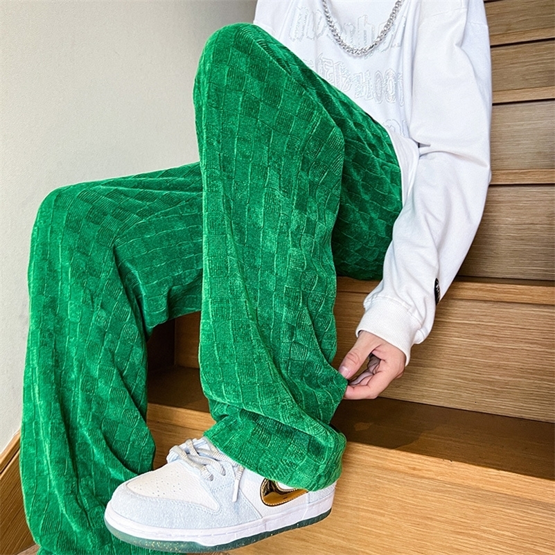 Autumn Casual Pants Men Fashion Straight Plaid Pants Men Streetwear Hip Hop Loose Wide Leg Pants Mens Vintage Trousers M3XL 250920