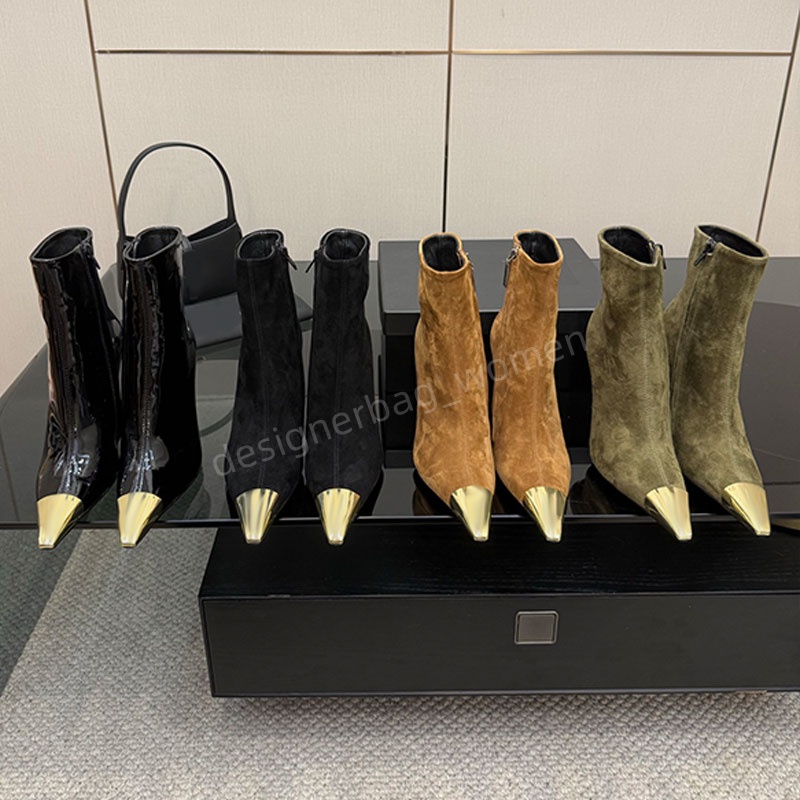 designer boots womens short boots pointed high heels new runway ankle boots autumn boot luxury heel suede leather top quality winter fashion woman s