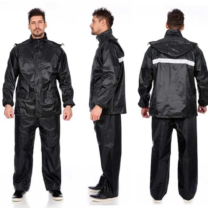 Black Motorcycle Black Adult Raincoat Waterproof Rain Gear Suit Men Outdoor Pants Set Hiking Rainwear Raincoat Women Windbreaker Z250922