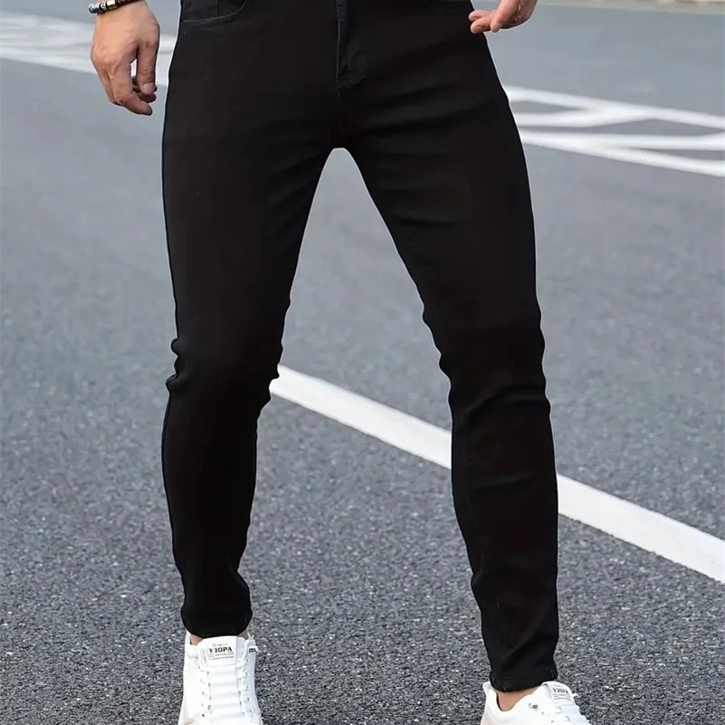 2024 Men Classic Advanced pencil Jeans Jean Homme Man Soft Stretch Black Biker Masculino Denim Trousers Mens Solid Pants 250206