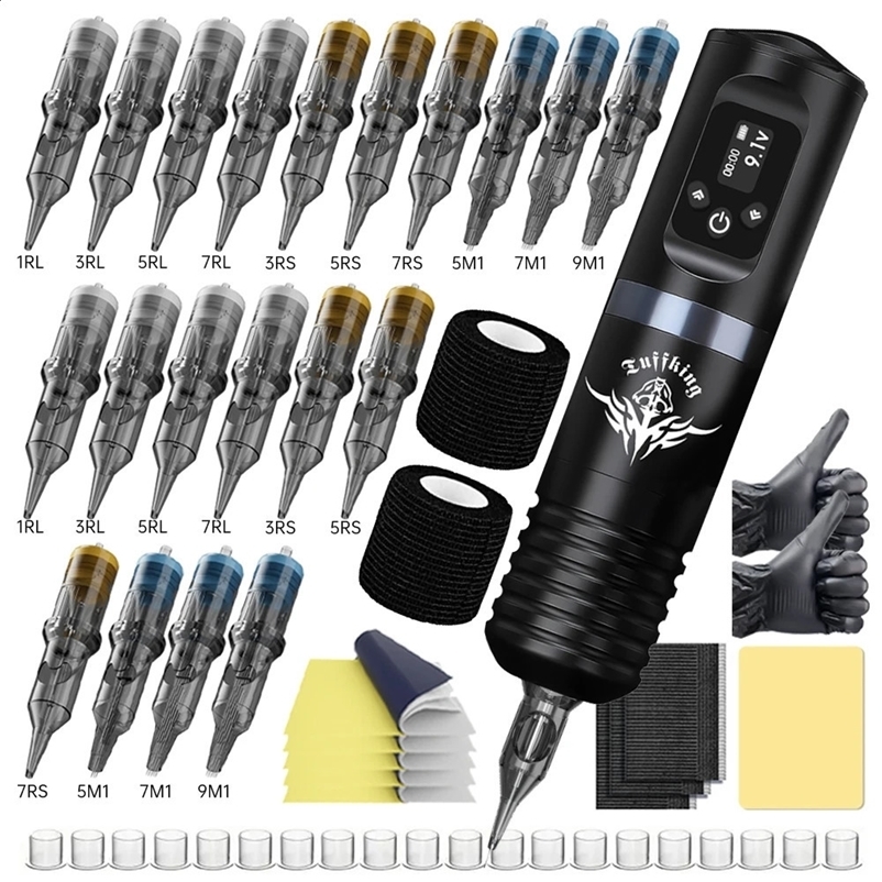 Tattoo machine kit wireless power adjustable stroke tattoo machine with digital LED display screen tattoo ink cartridge machine 241118bj