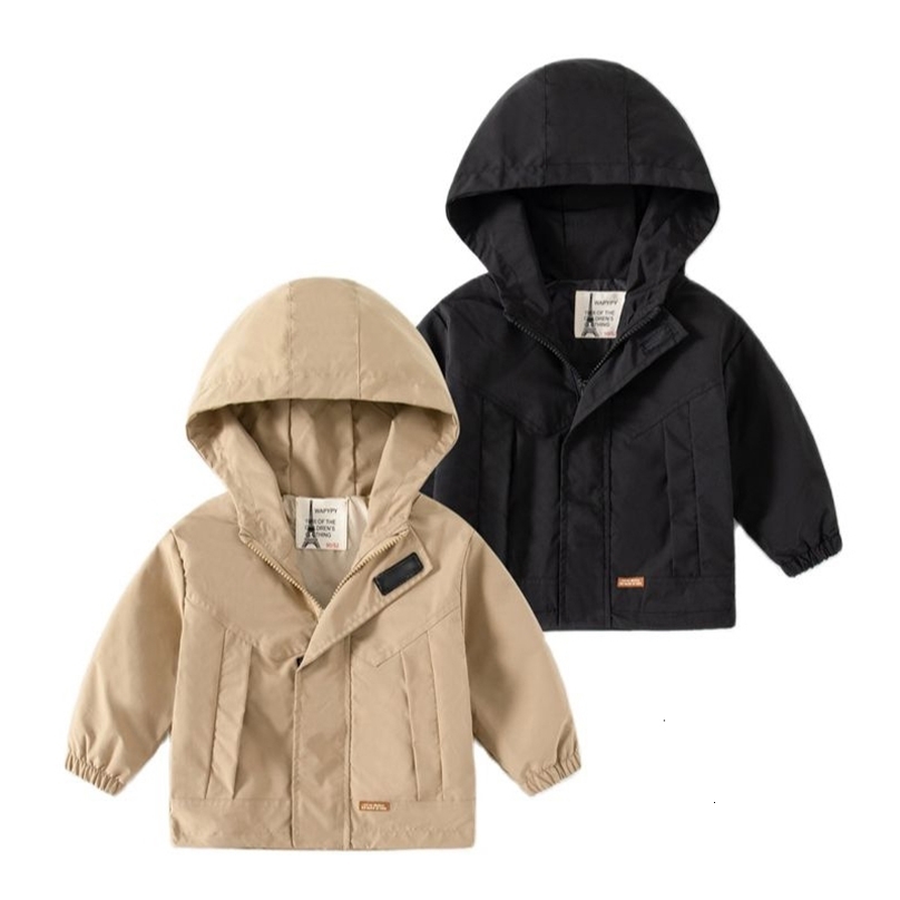 Jackets Children s Hooded Jacket 2 7Y Autumn Boy s Windbreaker Zipper Hoodie Baby Solid Color 230724